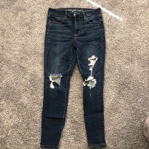 American Eagle dark wash ripped hi-rise Jeggings